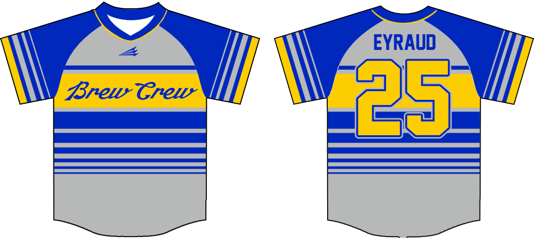 Brew Crew (EYRAUD) Custom Throwback Baseball Jerseys - Triton