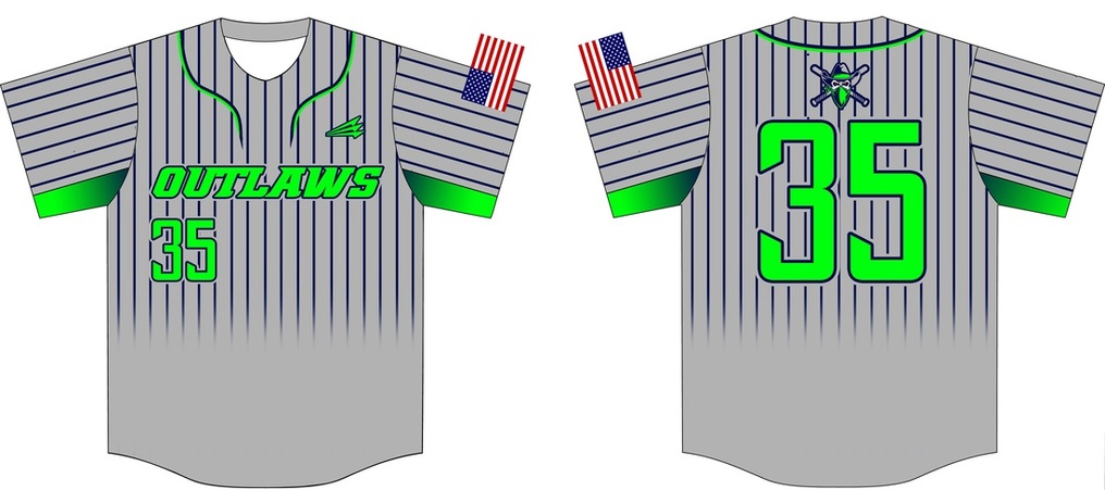 Gulf Coast Outlaws Custom Pinstripe Baseball Jerseys - Triton Mockup Portal